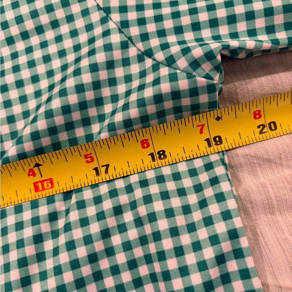 Collars & Co Green Gingham Dress Collar Polo Shirt Small Stretch EUC - Picture 4 of 7